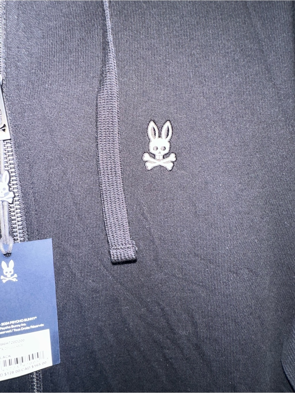 Psycho Bunny Levy Essential Zip Fleece Hoodie Mens M Black NWT Logo Cotton - Picture 5 of 7